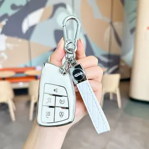 for Chevy Key Fob Cover - Soft TPU Protection Case with Keychain for 2021-2025 Chevy Suburban Tahoe GMC Yukon Denali Silverado Buick Enclave Smart Remote Key Shell