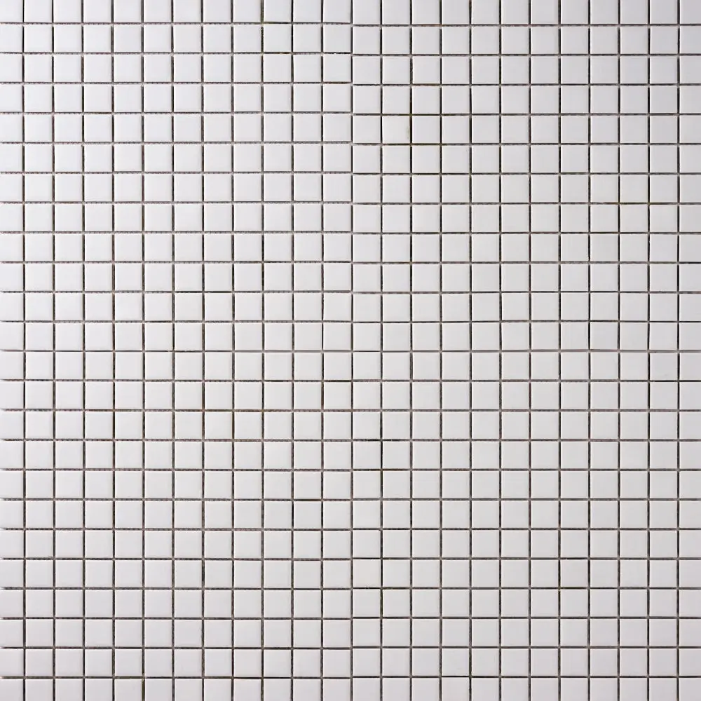 Simple White 1x1 Square Ceramic Mosaic Matte Sample
