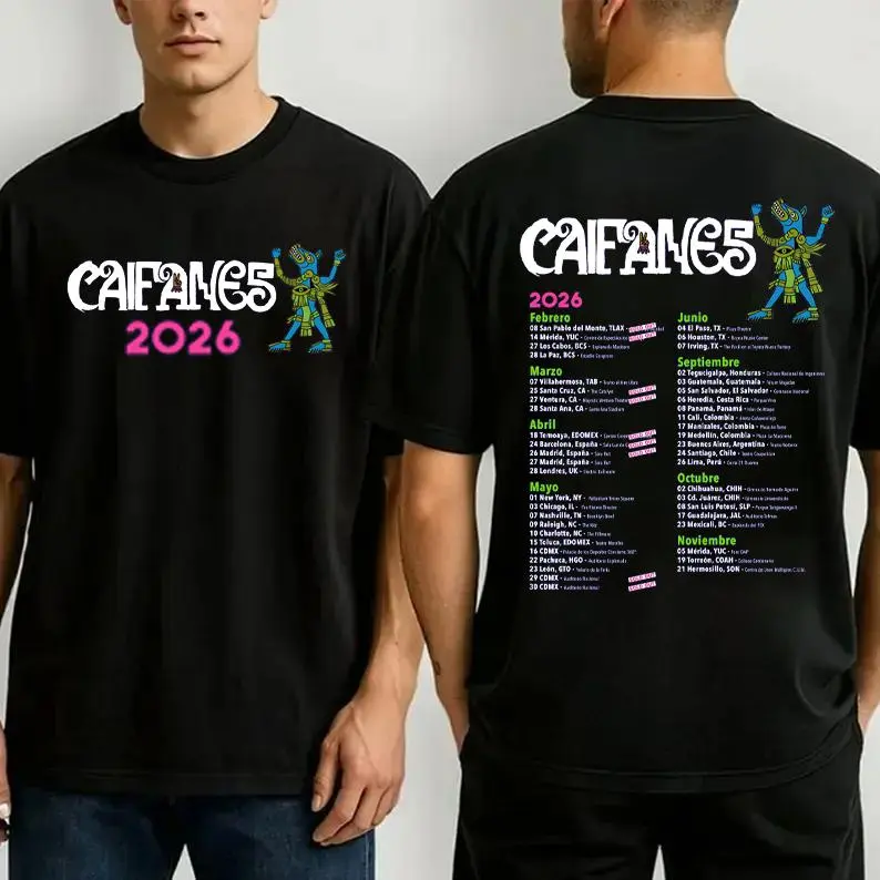 Caifanes Tour 2026 Classic Rock Tee T-Shirt Trendy Tops Perfect Rock Music Mexico Gift