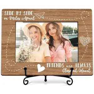 Picture Frame, Long Distance Friendship Gifts for BFF  Women Birthday Christmas, Side By Side or Miles Apart Frame for Desk Display-D03
