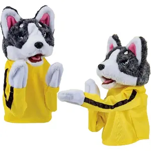 2Pcs Plush Boxing Dog Puppet Set, Interactive Plush Animal Boxing Dog Toy, Mechanical Linkage Hand Puppet, Sound Effect, Finger Puppets Performance |