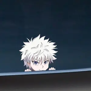 Cute Killua #3 Peeking sticker, trendy anime sticker, Ideal for Laptop and Water Bottle Decor, anime sticker waterproof