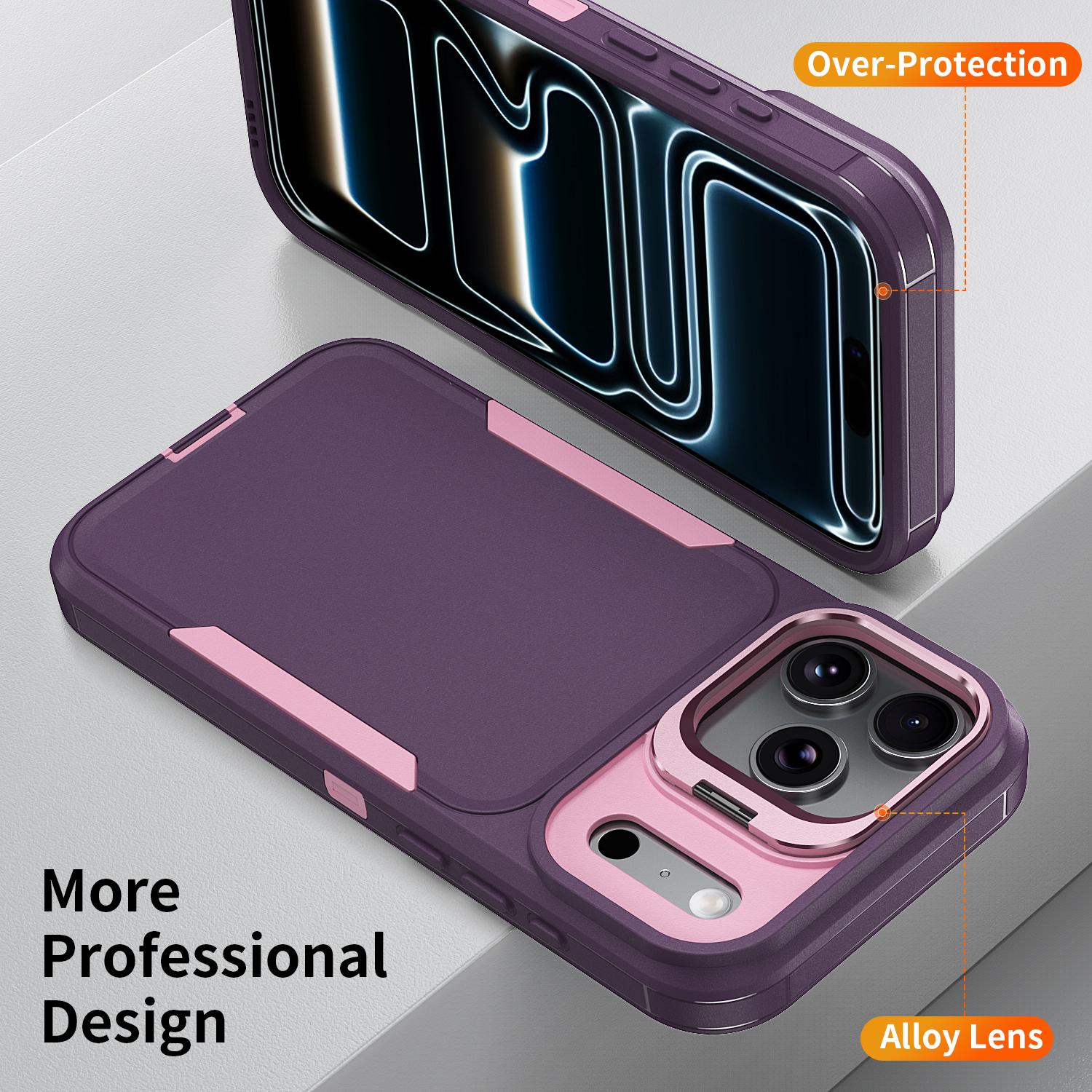 For iPhone 17 Pro Max 16 15 14 13 12 Case with Stand, Drop Proof 2-Layer Full Body Protection, Heavy-Duty Shockproof Protection, Rugged Phone Cover