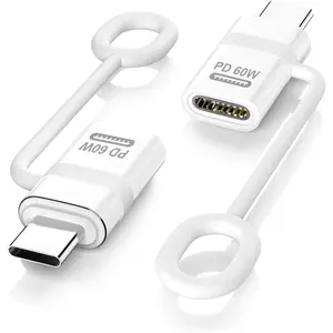 Lightning to USB C Adapter, 2 Pack Lightning Female to USB C Male Adapter with 60W Fast Charge & Anti-Lost Loop for iPhone