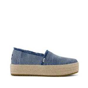 Valencia Platform Espadrille Textured Denim