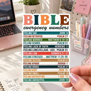 Bible Emergency Verse Stickers, Christian Motivational Stickers, Waterproof Durable Vinyl, for Bible Notebook Water Cup Computer, Mood Guidance Decorative Stickers
