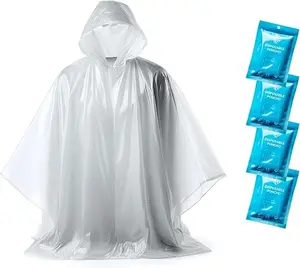 Disposable Rain Ponchos for Adults - Clear Ponchos with Hood, Compact and Clear, Emergency Poncho - Rain Poncho - Ponchos Adult - Travel Rain Poncho Hiking, Camping - Ponchos Bulk (Pack of 4)