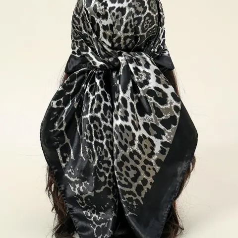 Leopard Print Square Scarf, Fashionable Soft Satin Scarf for Women, Casual Versatile Headscarf for Daily Wear, Fashion Accessories for Daily Wear, Neck Scarf, Fashion Shawl