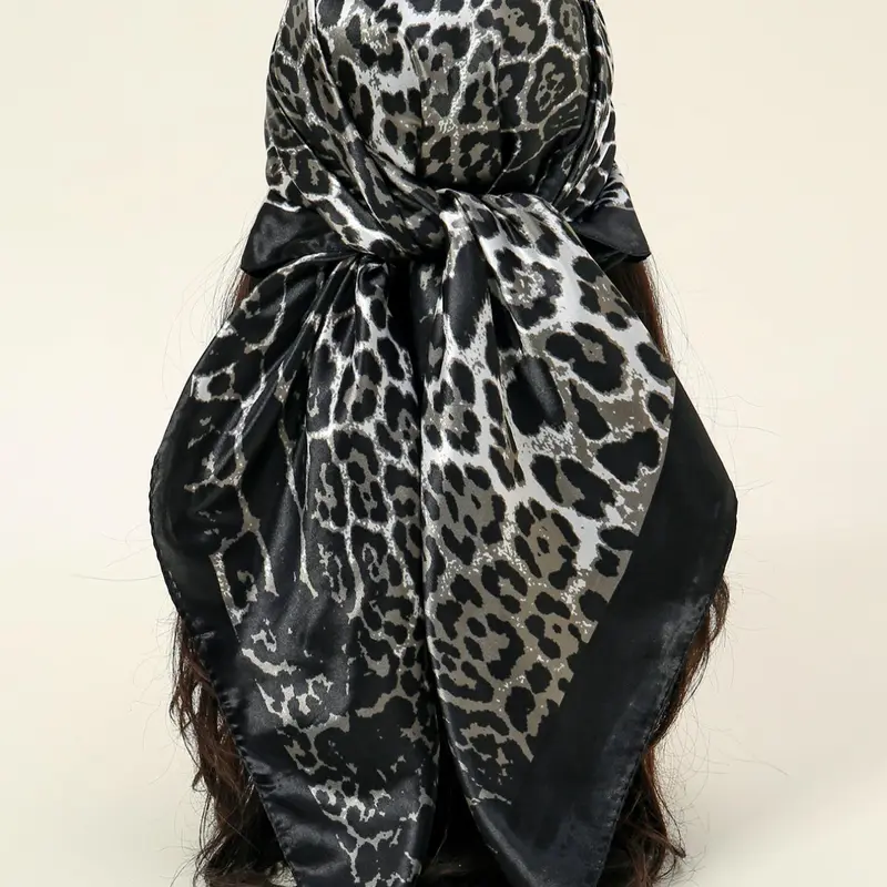 Leopard Print Square Scarf, Fashionable Soft Satin Scarf for Women, Casual Versatile Headscarf for Daily Wear, Fashion Accessories for Daily Wear, Neck Scarf, Fashion Shawl