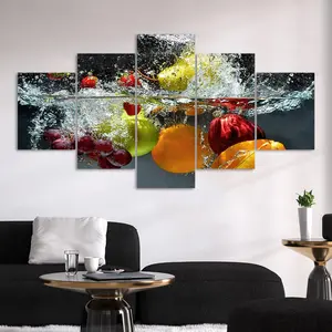 Fruit Pattern Canvas Painting, 5 Counts/set Modern Art Poster, Modern Home Decoration, Wall Art Decor for Home Living Room Bedroom Office, Ornaments