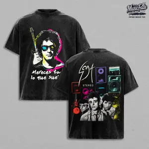 Soda Stereo ECOS 2026 Vintage Washed Oversized T Shirt, Gustavo Cerati Tribute Graphic Tee, Charly Alberti Zeta Bosio Reunion Tour Shirt, Heavyweight Cotton Retro Latin Rock Streetwear, Distressed Acid Wash Unisex Fan Merch Tee