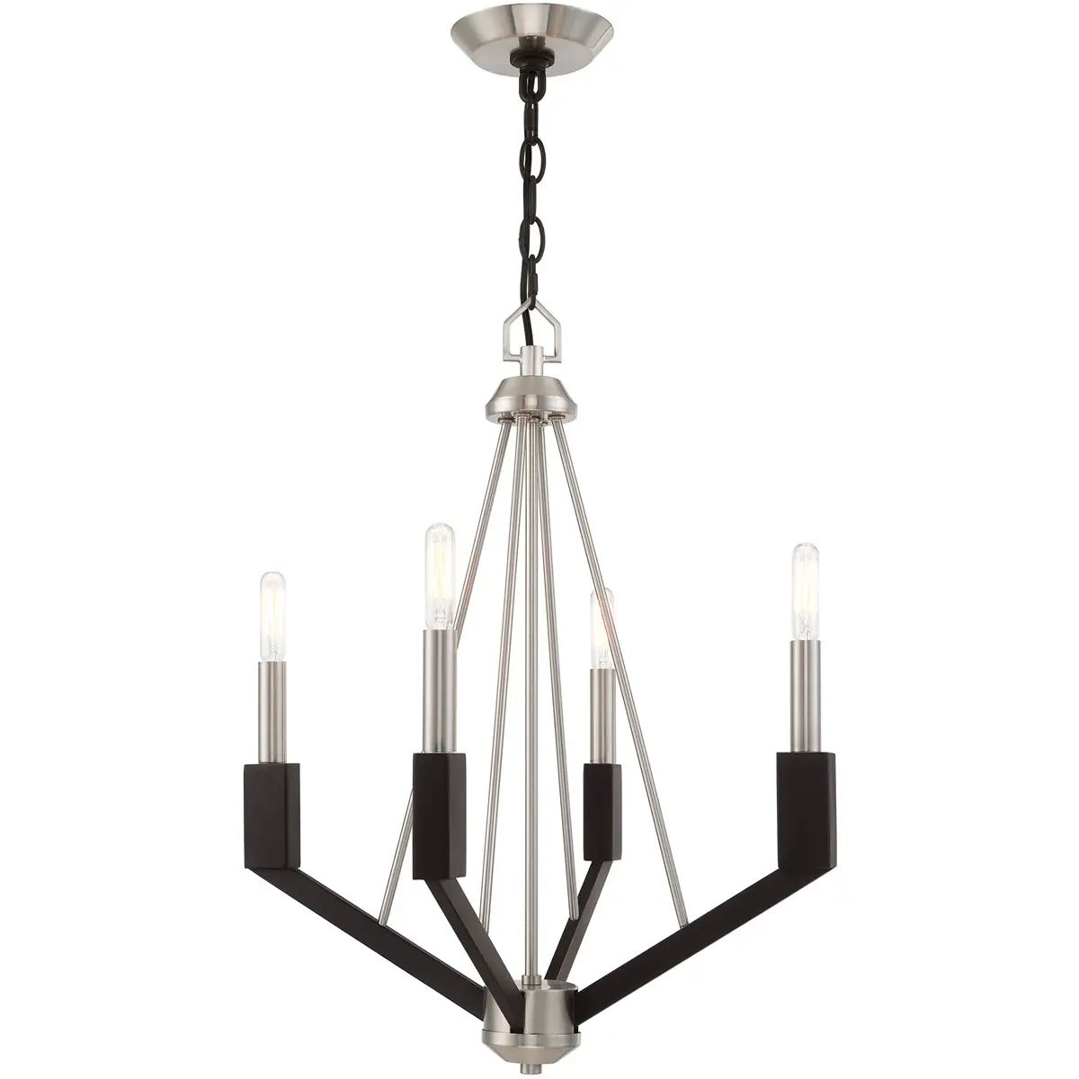 4 Light Brushed Nickel & Black Mini Chandelier with Steel base material