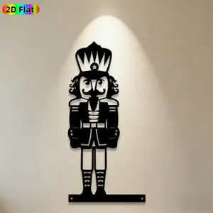1pc Nutcracker Metal Wall Art, Vintage Nutcracker Statue Mural, Ideal Gift for Christmas, New Year, Holiday Decor Enthusiasts, Rust-Resistant Metal Wall Decor Wall Sculptures, Perfect for Living Room Wall & Garden Fence, Festive Home Decor Accent