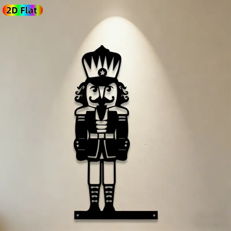 1pc Nutcracker Metal Wall Art, Vintage Nutcracker Statue Mural, Ideal Gift for Christmas, New Year, Holiday Decor Enthusiasts, Rust-Resistant Metal Wall Decor Wall Sculptures, Perfect for Living Room Wall & Garden Fence, Festive Home Decor Accent