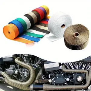 1pc 5M/Roll Fiberglass Heat Shield Motorcycle Exhaust Thermal Tape Header Pipe Heat Wrap Tape Thermal Protection with Stainless Ties Motorcycle Parts