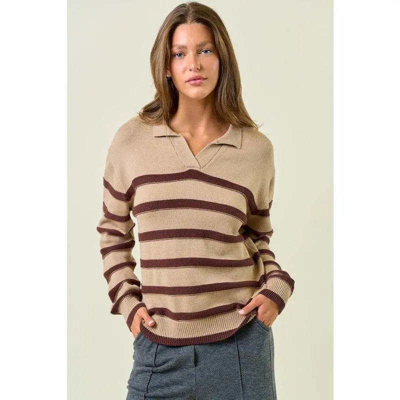 Chestnut Stripe Pullover Sweater