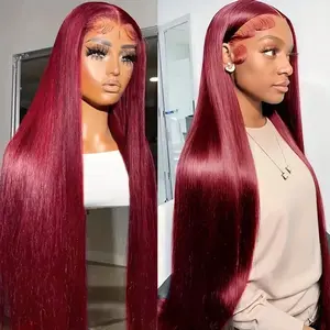 Cute Bein 99J Burgundy Lace Front Wigs Human Hair 180% Density 13X6 HD Lace Frontal Human Hair Wigs For Woman 99J Body Wave Wig  Pre Plucked with Baby Hair Red Wine Wigs for Women