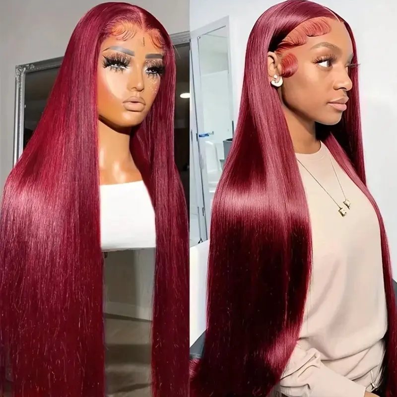 99J Burgundy Lace Front Wigs Human Hair 13X6 Lace Frontal Human Hair Wigs For Woman 99J Body Wave Wig Pre Plucked with Baby Hair Red Wine Wigs for Women