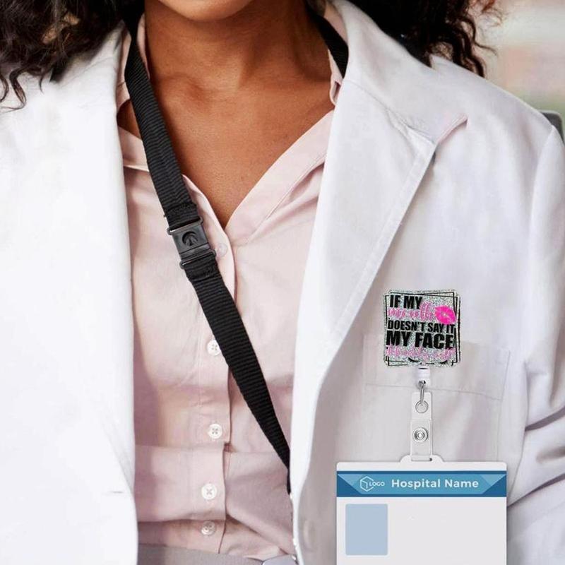 Retractable Badge Reel, 1 Count Acrylic ID Holder with Clip for Nurses, Doctors, Students & Office Staff, Identification Badges & Supplies, Badge Reels Retractable