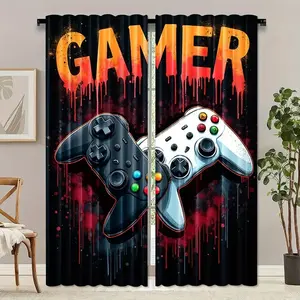 Modern Style Game Room Door Curtains, 2 Piece Set, Perfect for Gaming Space Decor, Modern Design, Ideal for Game Rooms, Home Decoration Curtain