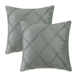 REGALWOVEN Diamond Pinch Pleated Throw Pillow Covers 2 Pack Solid Color Sofa Decorative Pillow Covers Luxury Textured Pillowcases for Home Decor 18 x 18 Inch