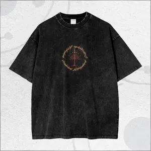 Durin’s Bane Balrog Graphic T-Shirt Vintage Washed Oversized Tee Heavy Cotton Double Print Streetwear Unisex Mens Dark Fantasy Style 2026