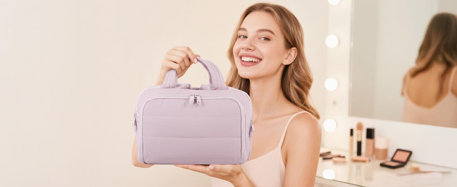 4-in-1 Puffy Travel Toiletry Bag for Women – Large Capacity Makeup Organizer with 4 Compartments, Wet/Dry Separation, Lightweight Waterproof Fabric& Anti-Spill Design, Multi-Functional Cosmetic Bag for Travel, Gym, Bathroom, Gift tts outdoorfun tool