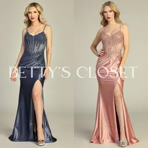 Mary Satin Glitter Embellished Glam Gown
