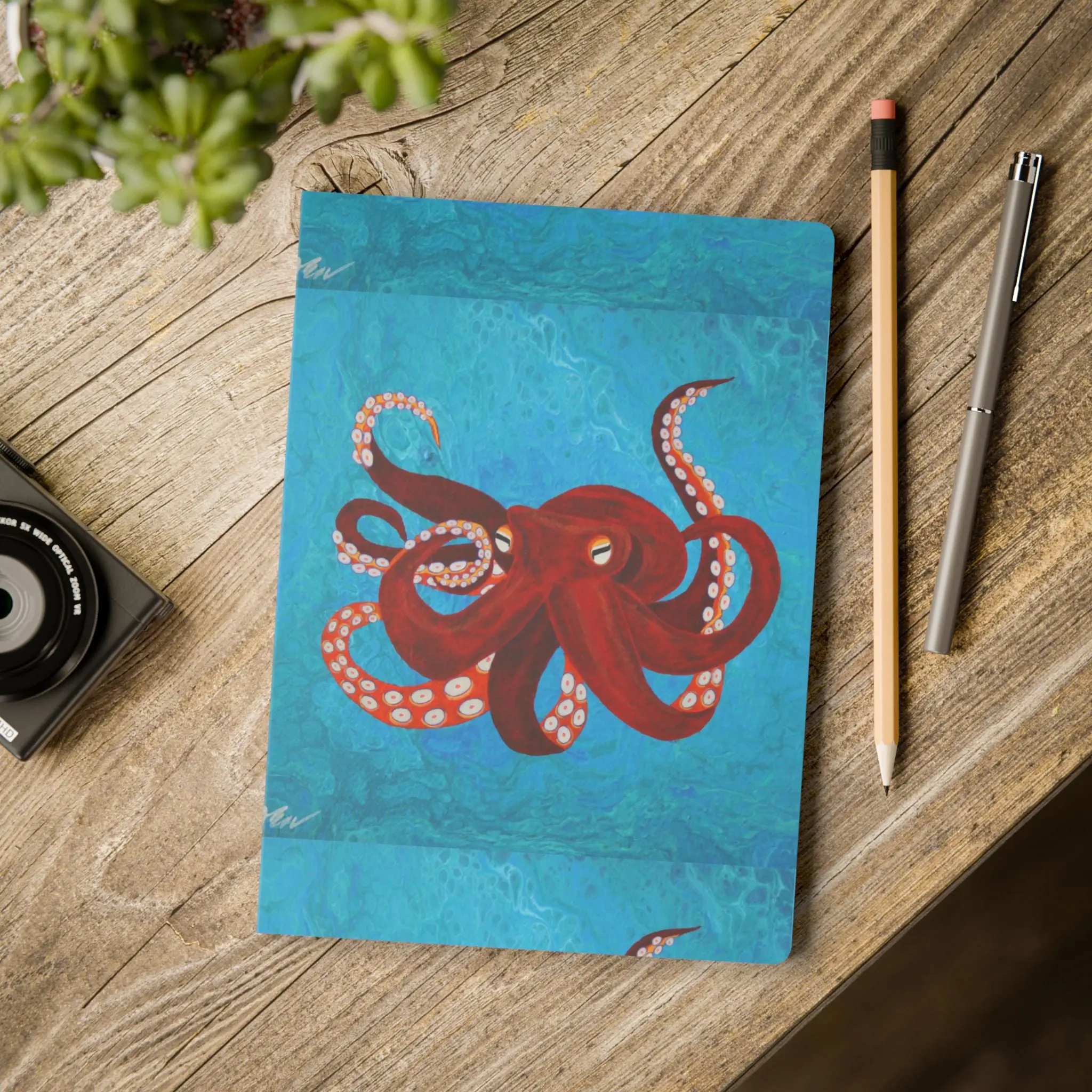 Octopus Softcover Journal - Animal Characters Notebook, Colorful Animal Notebook, Ocean-Inspired Pocket Office Stationery for Notes, Sketches, Animal Characters Notebooks, Colorful Animal Notebooks