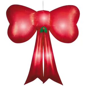54" Airblown® Inflatable Hanging Red Sequin Christmas Bow Outdoor Decoration