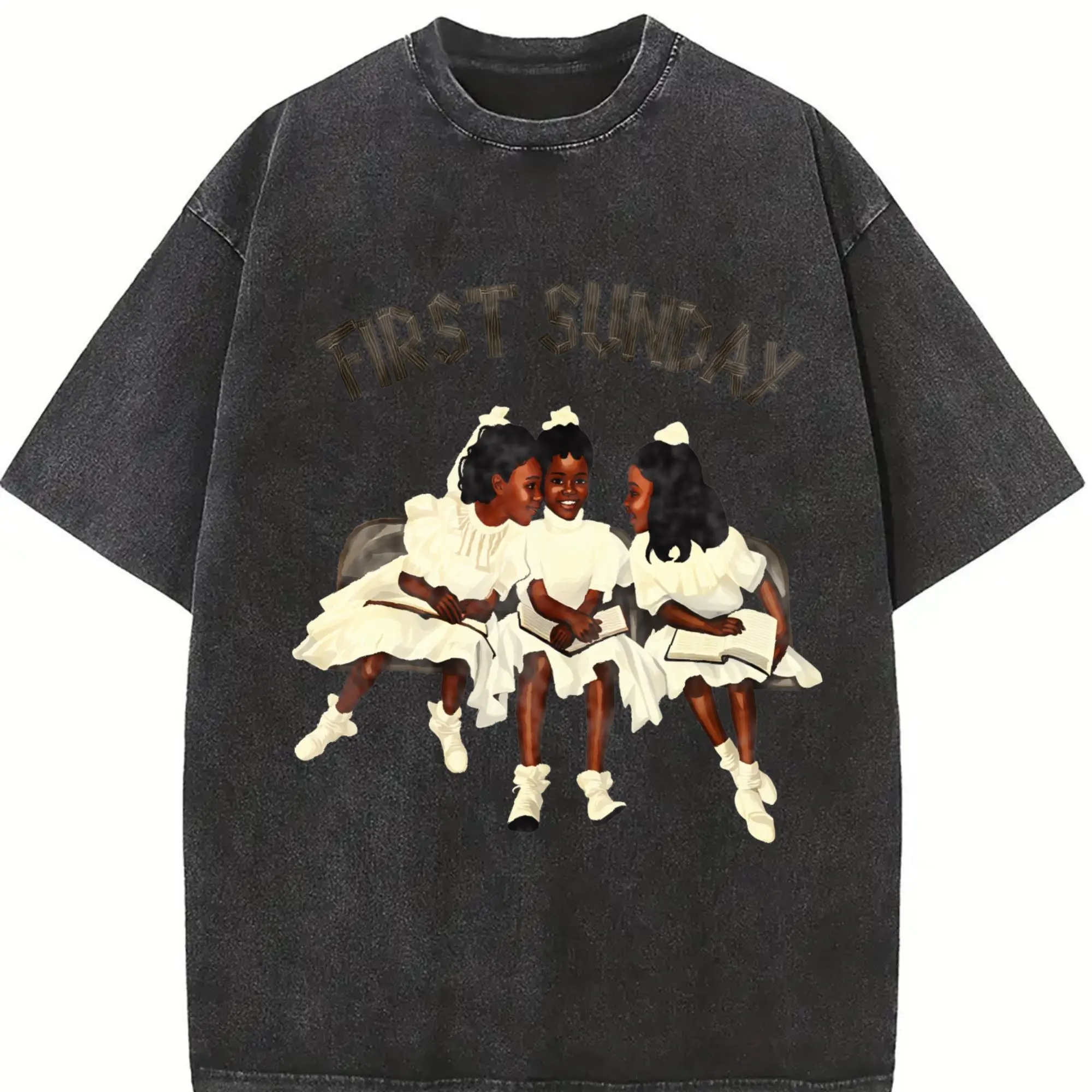 valentine shirts Vintage Children First Sunday Print Graphic Cotton Washed Tee, Children First Sunday T-Shirt, Oversized, Christian Apparel Streetwear
