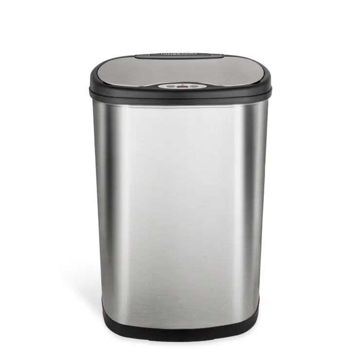 Ninestars Modern Oval 13.2-Gallon Stainless Steel Motion Sensor Trash Can free ship