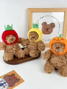Cute Cartoon Bear Design, Creative 3D Cuddly Collectible Teddy Bear Charm with Detachable Hat, Soft Stuffed Animal Doll Charm for Birthday Gift & Room Decoration