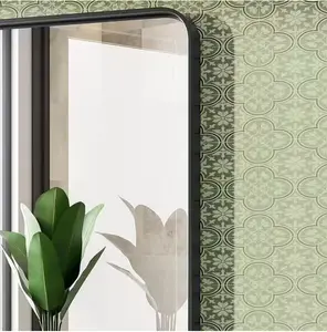 Matte Black Rounded Mirror for Bathroomm