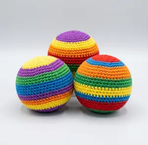 (3 Pack) Hacky Sack/Dirtbag Handmade-Footbag Knit Design 1 Piece Multicolor Assortment Beginners