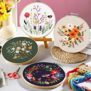 4Pcs Embroidery kit for Beginners Adults DIY Starter Kit, Cross Stitch Kits with Flower Stamped Patterns, Embroidery Hoop, Tools,Colorful Threads,Step by Step Instructions,Hand Craft Lover Gift - Home Improvement.