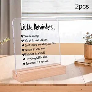 Little Reminders Acrylic Ornament, 2 Counts/set Positive Little Reminders You Are Enough Acrylic Ornament, Desktop Ornament for Home Office Dormitory, Decor