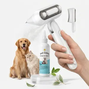 2-in-1 Pet Steam Brush for Dogs & Cats – USB Rechargeable Self Cleaning Deshedding Tool with Mist Spray, Anti-Static Hair Remover, Gentle Stainless Steel Grooming Comb for Shedding & Undercoat Care