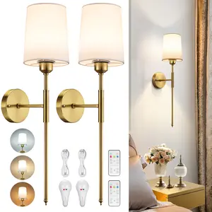 Battery Operated Wall Sconce, Rechargeable Wall Sconces Set of 2 Battery Powered Wall Sconces With Remote Battery Powered Wall Lights Dimmable 3 Colors Sconces Wall Decor Lamp For Bedroom Living Room living  room