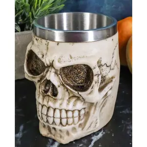 Ebros Mars Roswell Alien Skull Coffee Mug Zorg ET Skeleton Resin Drinking Cup With Stainless Steel Rim Interior