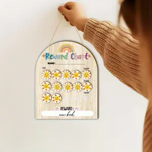 1pc Wooden Reward Chart Board Decorative Sign with Detachable Accessories, Chore Reward Good Behavior Training Tracker Responsibility Chart Behavior Goals