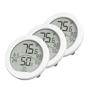 Hygrometer 3 Pack Room Thermometer and Humidity Gauge LCD Hygrometer with Max and Min Records (White)