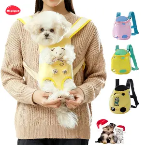 [HipiPet] Teddy Hug Cat Carrier Backpack - Hands-Free Chest Carrier for Adventurous Cats, Breathable Mesh Front-View Backpack