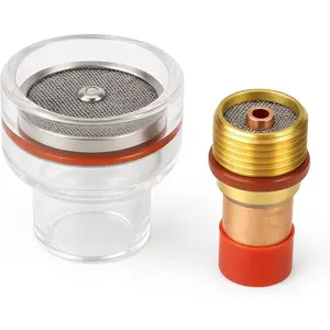 TIG Torch Glass Cup WP Welding Torch Kit, Collets Body Gas Lens Welding Accessory for WP 17 18 26, High Heat Welding Torch Glass Cup with Washer and Silicone Ring (3/32in)