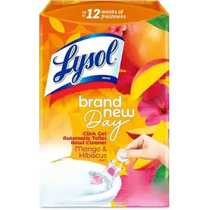 Click Gel Automatic Toilet Bowl Cleaner, Toilet Gel Stamp, Toilet Freshener, Bathroom Essentials, Refreshing Mango & Hibiscus Scent, 6 Count (Pack of 1)