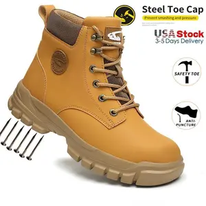 High Top Safety Shoes Men Steel Toe Work Shoes Men Women Warehouses Work Safety Boots Anti Smash Safety Indestructible Work Boot Breathable