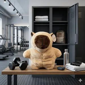 11.5" Buff Capybara Plush Funny Muscle Pillow Cute Gym Gift