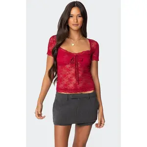 Edikted Women's Roxana Sheer Lace Top