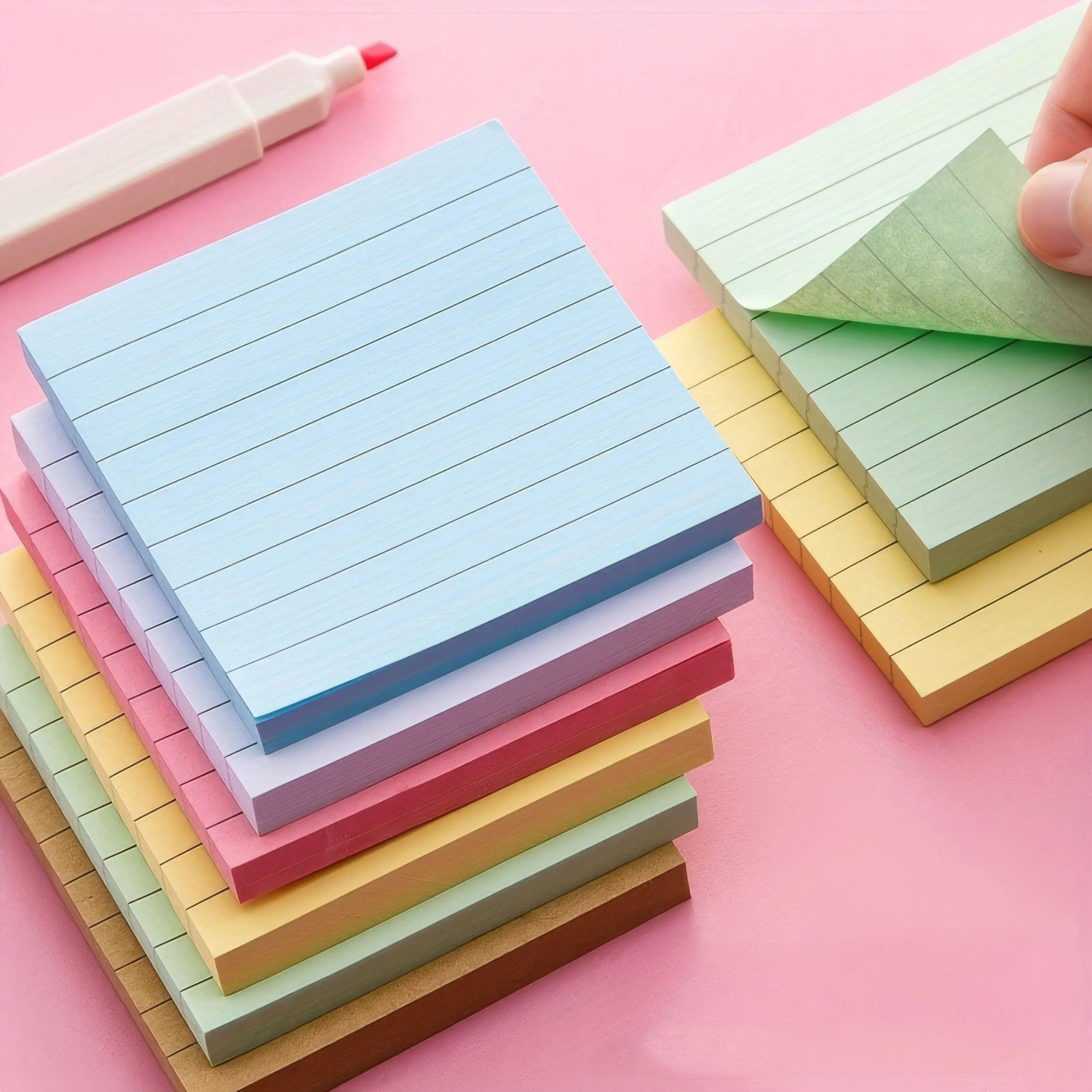 200-Sheet Wide-Ruled Sticky Notes Pad with Self Adhesive Labels - Home Organizers Supplies, Adhesive Stickers for Clarity in Note-Taking, Home Organization, Self Adhesive Label, Sticky Labels