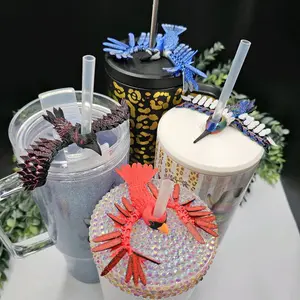 Bird of paradise Straw buddy Tumbler accessory 3D printed for most 16-40oz size straws Stylish Drinkware accessory